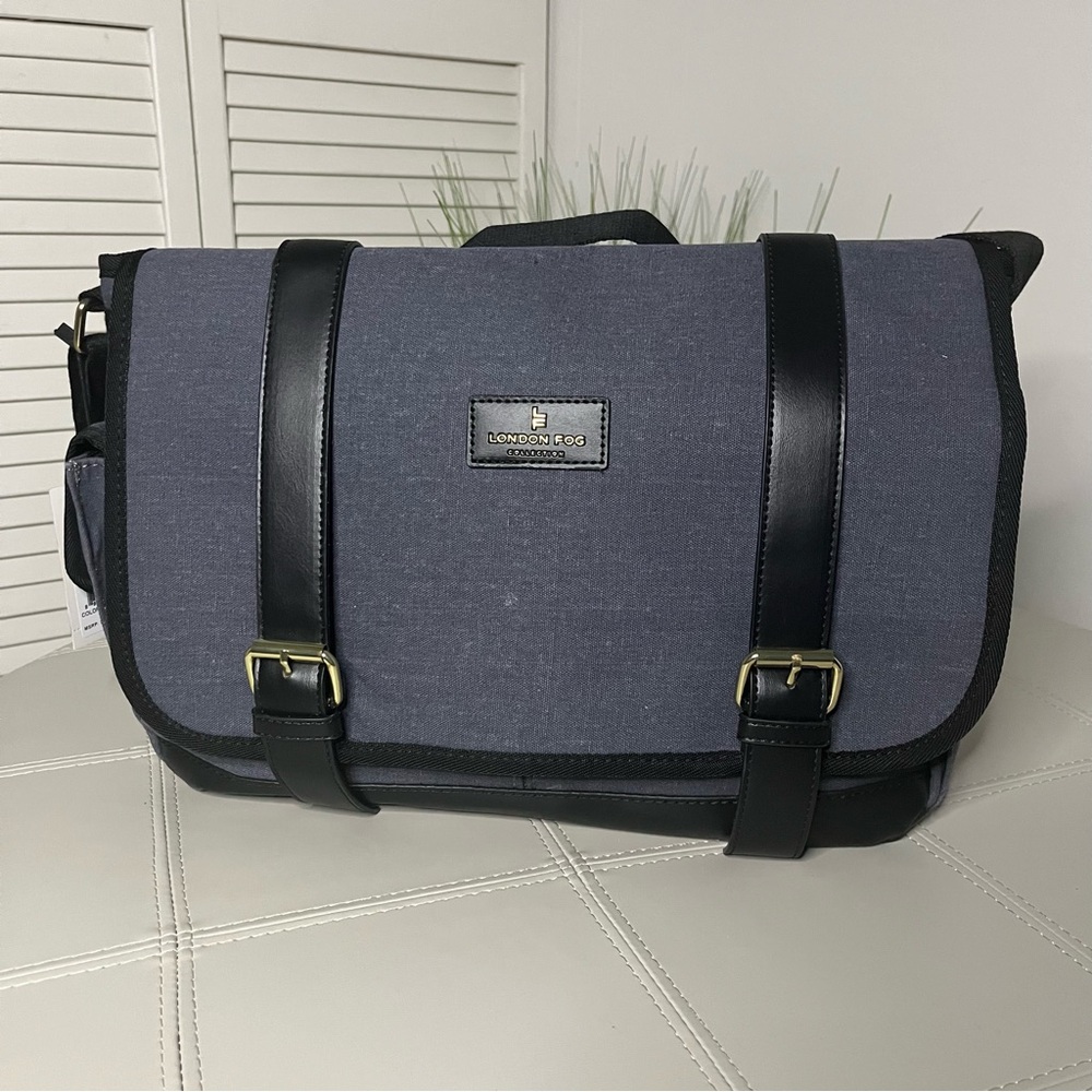 London Fog Gray and Black Messenger Bag with Sturdy Design